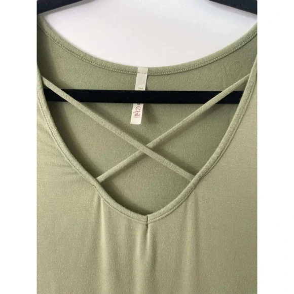 Lime‎ n Chili Olive Green Criss Cross V Neck Tunic Top Women's Size M Y2K - Picture 8 of 8